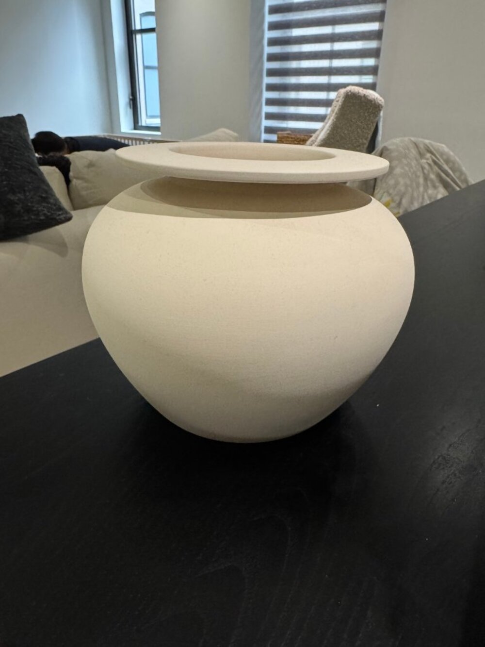 Crate & Barrel Plateia Small White Earthenware Vase 7.5"